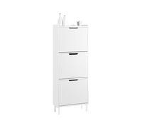 SoBuy Zapatero Estrecho con 3 Puertas 50x19x130cm para Recibidor | Zapatero blanco para espacios pequeños, recibidor, pasillo o habitación FSR177-H-W