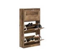 SoBuy Zapatero Estrecho con 3 Solapas 60x23x115cm para recibidor | Mueble zapatero ahorra espacio, MDF/PVC, estantes ajustables, diseño vintage marrón FSR137-L-F