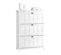 SoBuy Mueble zapatero FSR162-W estrecho 3 solapas abatibles, blanco 80x30x111 cm