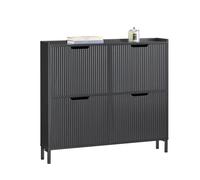 SoBuy Zapatero Estrecho con 4 Puertas 100x19x91cm para Recibidor | Zapatero entrada negro para espacios pequeños, recibidor, pasillo o habitación FSR177-L-SCH
