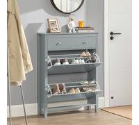 SoBuy - Zapatero estrecho con dos puertas y un cajón, estante para zapatos ideal para pasillos, mueble para 12-14 pares de zapatos, color gris, 80x108x25 cm, modelo FSR89-HG