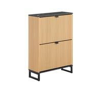 SoBuy Zapatero Estrecho para 8-12 Pares 60x24x88cm para Recibidor | Zapatero recibidor estilo nórdico con cajones abatibles, madera PB/MDF negro y roble claro FSR202-N