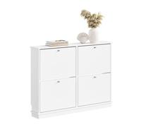 SoBuy Zapatero Ultra Estrecho 18 cm para Entrada | Apto para zapatos hasta talla EU 47, diseño de madera ideal para pasillos y apartamentos pequeños, FSR216-W
