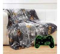 SOCHOW Gamepad Manta que brilla en la oscuridad 127 x 150 cm, diseño de controlador de juego, manta suave y cálida manta de forro polar de franela para niños, adolescentes y adultos, gris