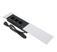 Socket empotrado, regleta, toma de corriente retráctil, 3 unidades con 2 USB A y USB C y tapa deslizante para escritorios, mesas de trabajo, mesas de comedor, cocina, plata, 3 compartimentos