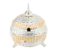 Socobeta Elegante Azucarero de Pavo Real en Relieve con Cuchara a Juego, Azucarero Multiusos para Decoración del Hogar y Fiestas (Plata y Amarillo)
