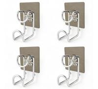 SODANY Gancho Adhesivo de Pared para Lavabo y Palangana, Soporte de Metal Cromado Sin Taladro, Colgador Resistente Carga 5kg para Baño y Cocina, Organizar Tablas de Cortar y Utensilios (4)