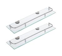 SOESFOUFU 2 estantes rectangulares de Vidrio para Montaje en Pared de baño, estantes flotantes Transparentes de 40 cm/16" para Almacenamiento en la Ducha, Botes de Especias de Cocina, Organizador