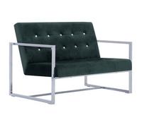 Sofá 2 Plazas Con Reposabrazos Cromados Terciopelo Verde Oscuro 114 X 78 X 81 Cm Vidaxl
