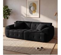 Sofá 2 Plazas Con Respaldo, Cojines Y Reposabrazos De Tela Comhoma Sofá 2 Plazas 180x86x40 Cm - Negro