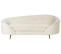 Sofá 2 plazas diseño curvo patas de metal dorado terciopelo beige Savar