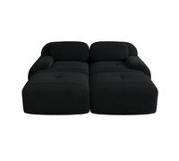 Sofá 2 plazas - modular con chaiselongue, antideslizante, reposabrazos ergonómicos y acolchado elástico - negro