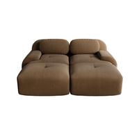 Sofá 2 plazas - modular con chaiselongue, rústico y ergonómico, cojines hochelásticos - marrón