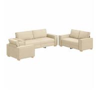 Sofá 3 Pcs Crema 220 X 80 X 84 Cm Tejido Mezcla De Lino Vidaxl