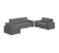 Sofá 3 Pcs Gris Oscuro 220 X 80 X 84 Cm Tejido Mezcla De Lino Vidaxl