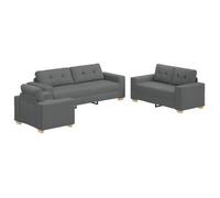 Sofá 3 Pcs Gris Oscuro 221 X 80 X 80 Cm Tejido Mezcla De Lino Vidaxl