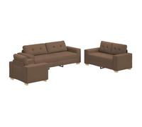 Sofá 3 Pcs Marrón 221 X 80 X 80 Cm Tejido Mezcla De Lino Vidaxl