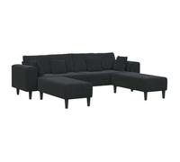 Sofá 3 Pcs Negro 250 X 188 X 76 Cm Terciopelo Vidaxl