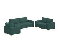 Sofá 3 Pcs Verde Oscuro 220 X 80 X 84 Cm Tejido Mezcla De Lino Vidaxl