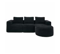 Sofá 3 plazas 258 cm - con tres cojines, reposavasos, cómodo y compacto - negro