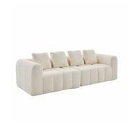 Sofá 3 plazas 260x94,5x80 cm - sofá tapizado profundo con brazos, sin montaje - beige