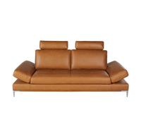 Sofá 3 plazas con respaldo reclinable de piel color camel