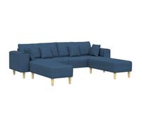 vidaXL Sofá 3 uds. Azul tela
