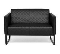 Sofá Aruba Black Armazón Negro Piel Sintética 2 Plazas Negro Hjh Office