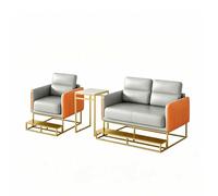 Sofá biplaza de billar, moderno sofá tapizado de piel sintética con reposapiés de metal, perfecto para salas de juegos, centros comerciales y espacios al aire libre, diseño compacto y elegante