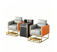 Sofá biplaza para sala de billar, moderno sofá tapizado de piel sintética con reposapiés de metal, perfecto para salas de juegos, centros comerciales y espacios al aire libre, diseño compacto y