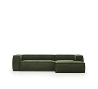 Sofá Blok de 3 plazas con chaise longue a la derecha en pana gruesa.