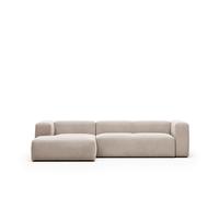 Sofá Blok de 3 plazas con chaise longue izquierda, color beige, 300 cm.