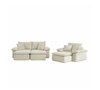 Sofá boneless 3 plazas - cloud couch con reposapiés, opción modular, con bolsillos de almacenamiento - beige