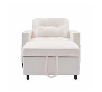 Sofá cama 1 plaza - 3 en 1, con portavasos y puerto usb, sofá reclinable y sillón - blanco
