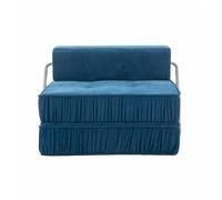 Sofá cama 1 plaza - convertible, futón, asiento reclinable, cojín trasero desmontable - azul