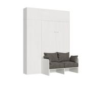Sofá Cama 120 Kentaro Blanco Fresno Con Columna - Mueble De Pared Vasistas - Mueble De Pared Sobre Columna