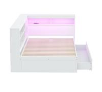 Sofá cama 140*200cm - con cajones grandes, usb, led, estantes y compartimentos, mucho almacenamiento - blanco
