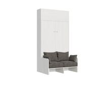 Sofá Cama 140 Kentaro Blanco Ceniza Con Mueble De Pared Vasistas