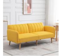 Sofá Cama 2 Plazas De Tela Espuma Madera Homcom 173x75x73 Cm-amarillo