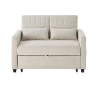 Sofá cama 2 plazas - diseño moderno, reclinable 3 posiciones, algodón-lino - beige