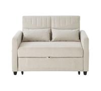 Sofá cama 2 plazas - diseño moderno, reclinable 3 posiciones, algodón-lino - beige