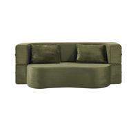 Sofá cama 2 plazas - plegable, futón comprimido, sin montaje - verde