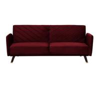Sofá Cama 3 Plazas De Terciopelo Rojo Oscuro Madera Oscura Reclinable Senja