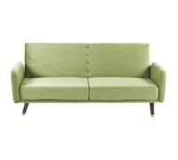 Sofá Cama 3 Plazas De Terciopelo Verde Oliva Madera Oscura Reclinable Senja