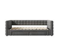 Sofá cama, 90x200cm - sofá cama con respaldo cuadrado, cama extensible (hasta 180 queen size), 2 cajones, sin colchón - gris