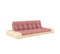 Sofá cama Base con cajón lateral, pino lacado transparente/516 Rosa Sorbet