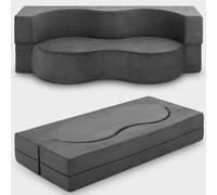 Sofá cama Beautissu Leova, 200x90x30 cm, color gris antracita