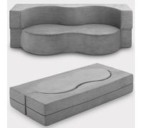 Sofá cama Beautissu Leova, 200x90x30 cm, color gris claro