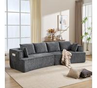 Sofá cama Boneless Cloud Sofá, 262 x 61 cm, terciopelo, gris oscuro | Superficie de descanso 2 en 1, 262 x 61 cm, curvada, terciopelo, núcleo de plumas, espuma de alta elasticidad, para salón