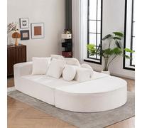Sofá cama Boneless Cloud Sofá, 263 x 171 cm, chenilla, blanco, modular | Sofá, sin montaje, comprimido, despliegue de 72 horas, 4 cojines, superficie de descanso 263 x 171 cm